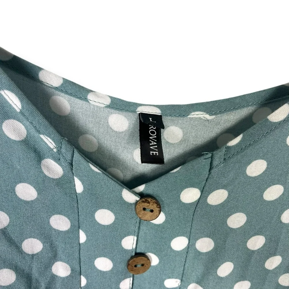 Polka Dot Midi Slip Dress Spaghetti Strap Large Classic Brovave Blue Green
